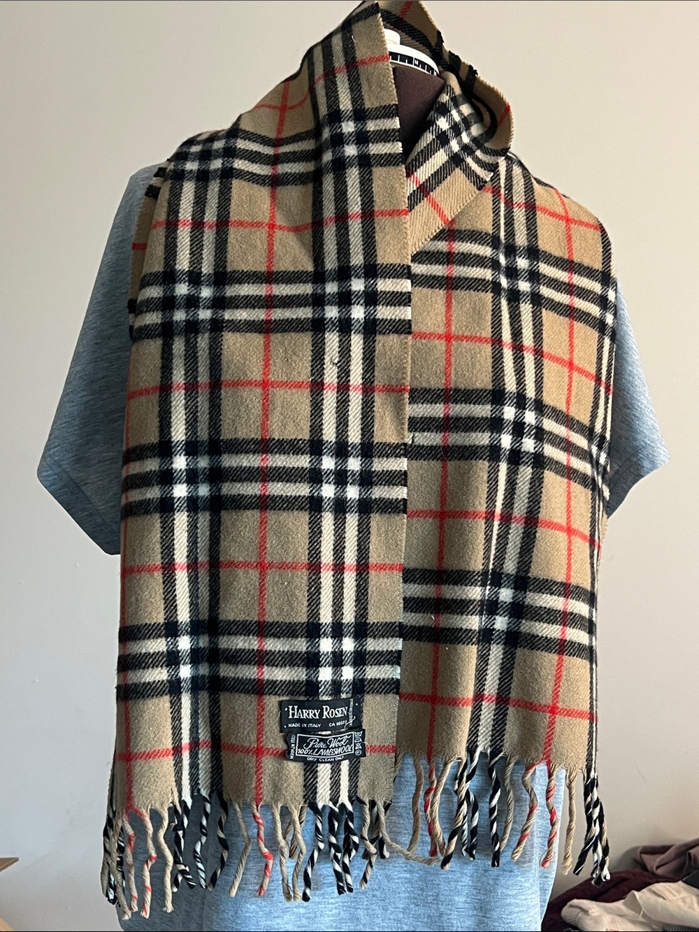 Harry Rosen Classic Tan Plaid Men's Scarf